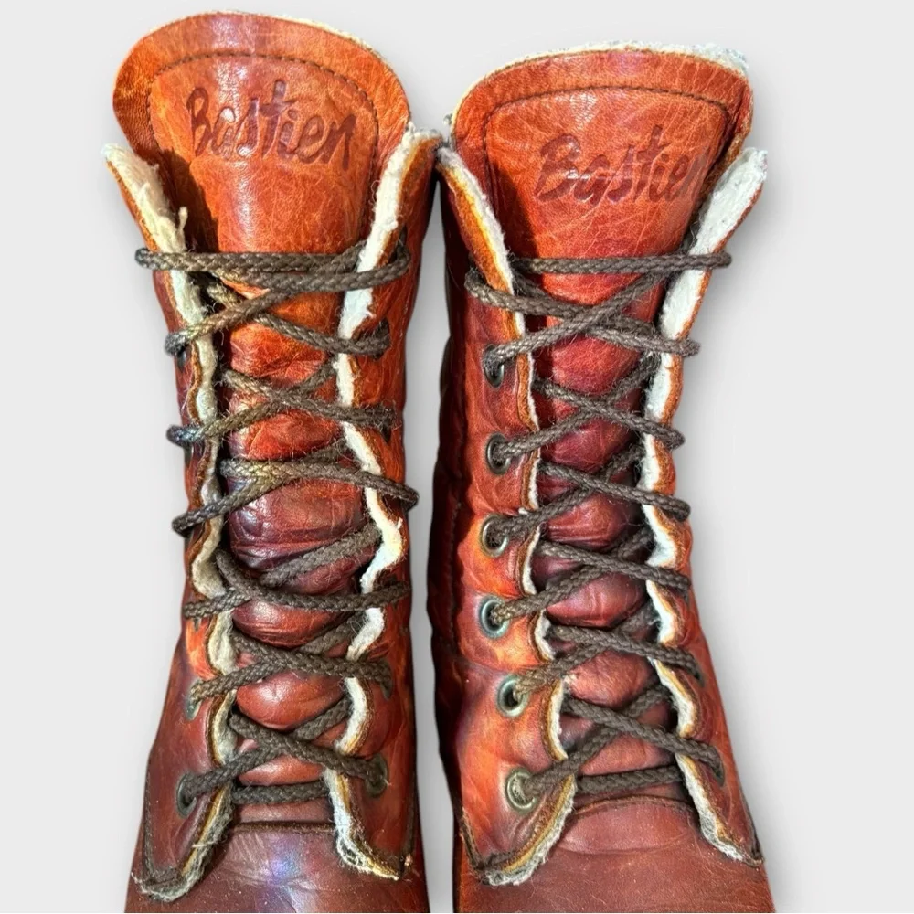 Vtg Husky by Bastien Banff Leather Lace Up Snow Platform Boots Women Size 6